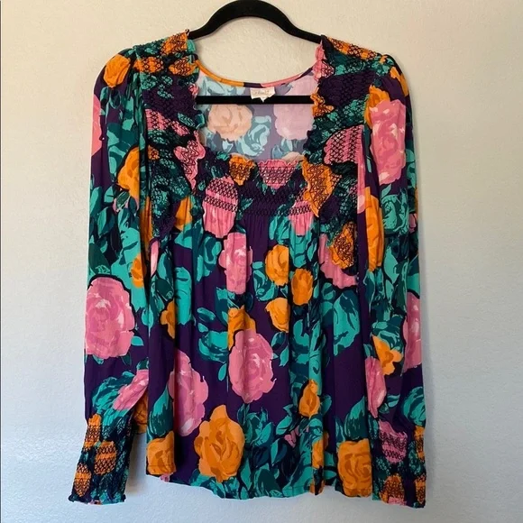 Anthropologie Plenty by Tracy Reece floral long sleeve blouse women’s large - Picture 2 of 6